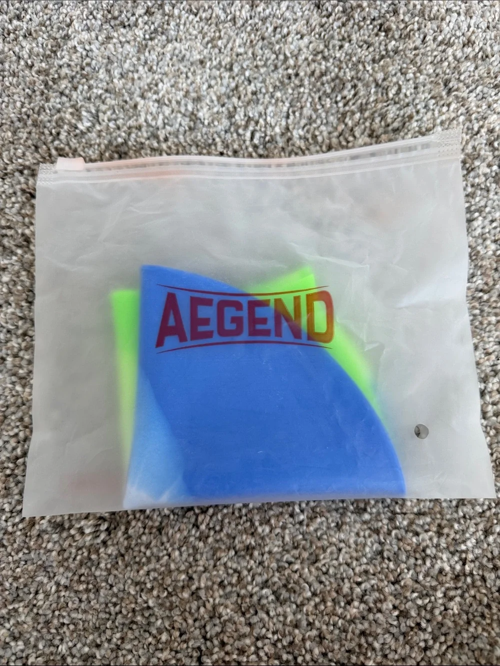 Kids Silicone Swim Cap — Blue, White & Neon Green